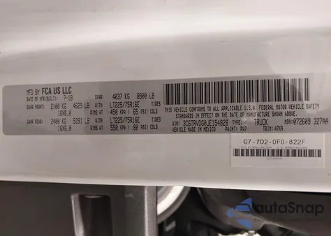 2018 Ram Promaster 2500 High Roof 159 Wb from USA, damaged, VIN 3C6TRVDG0JE154828